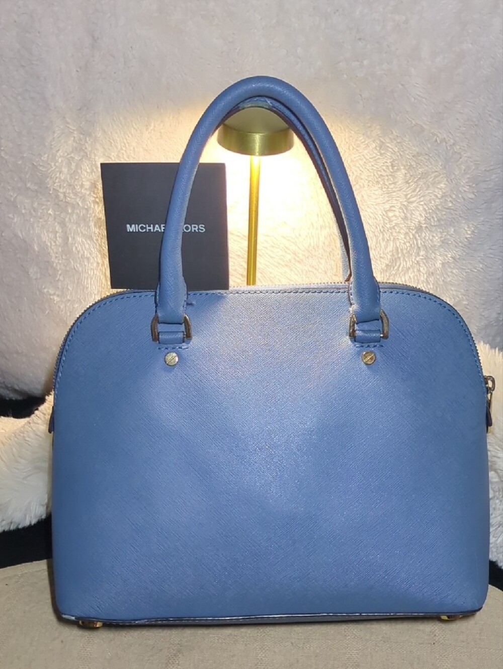 Michael Kors Powder Blue Saffiano Leather Dome Satchel $40 - Picture 2 of 9